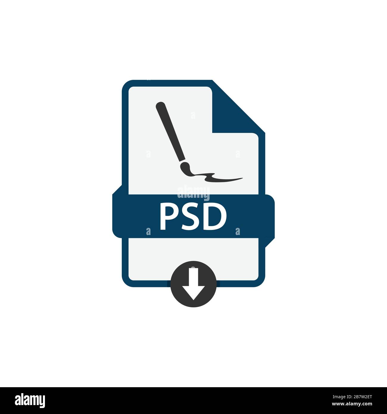 PSD download file format vector image. PSD file icon flat design graphic vector Stock Vector