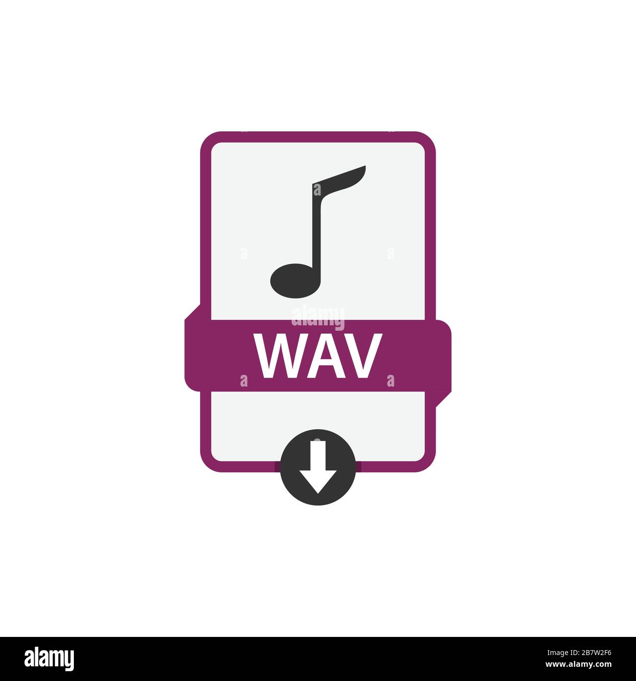 WAV Download Audio File Format Vector Image. WAV File Icon Flat.