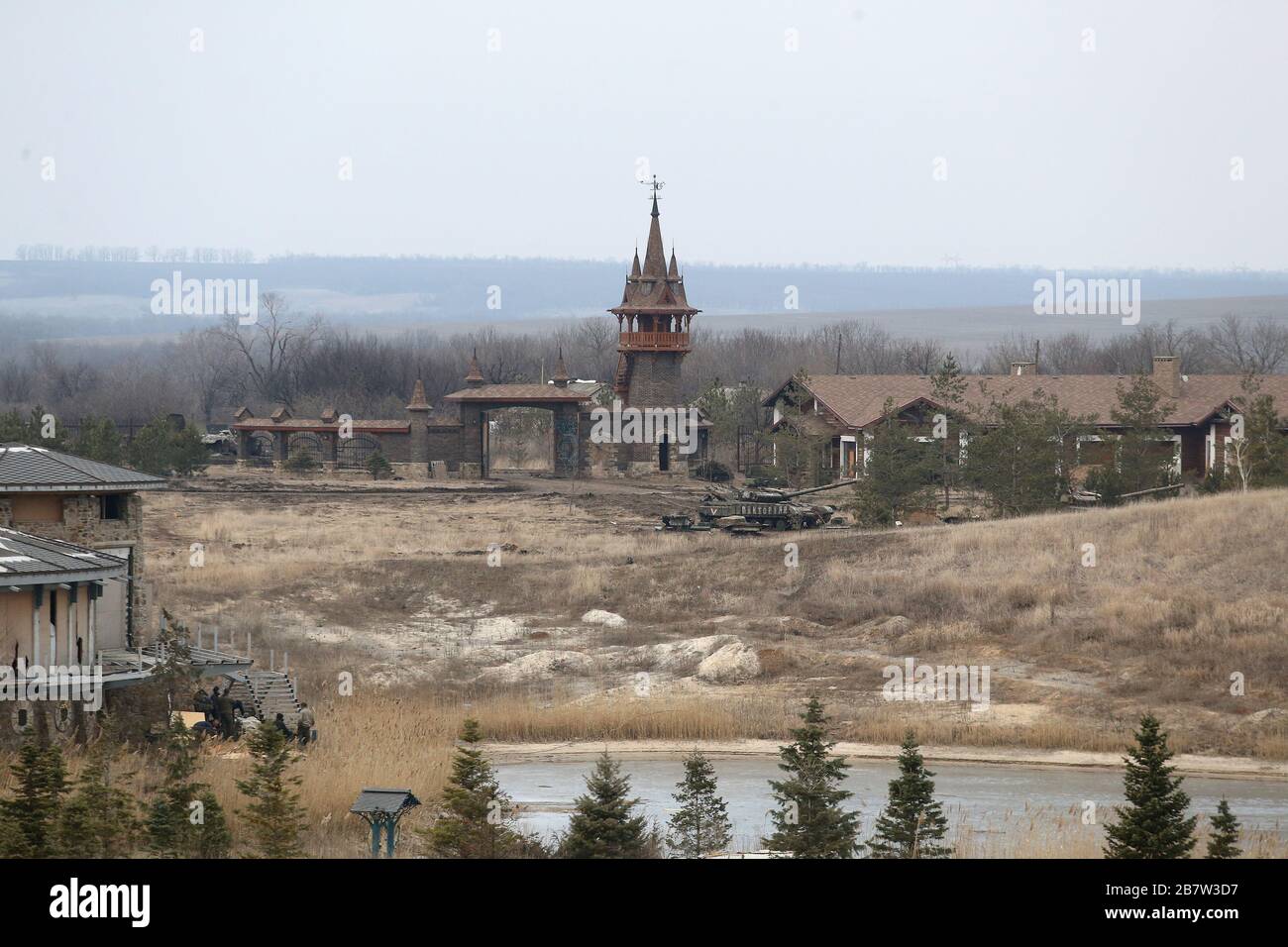 Tanks on the Ukrainian front line Stock Photo