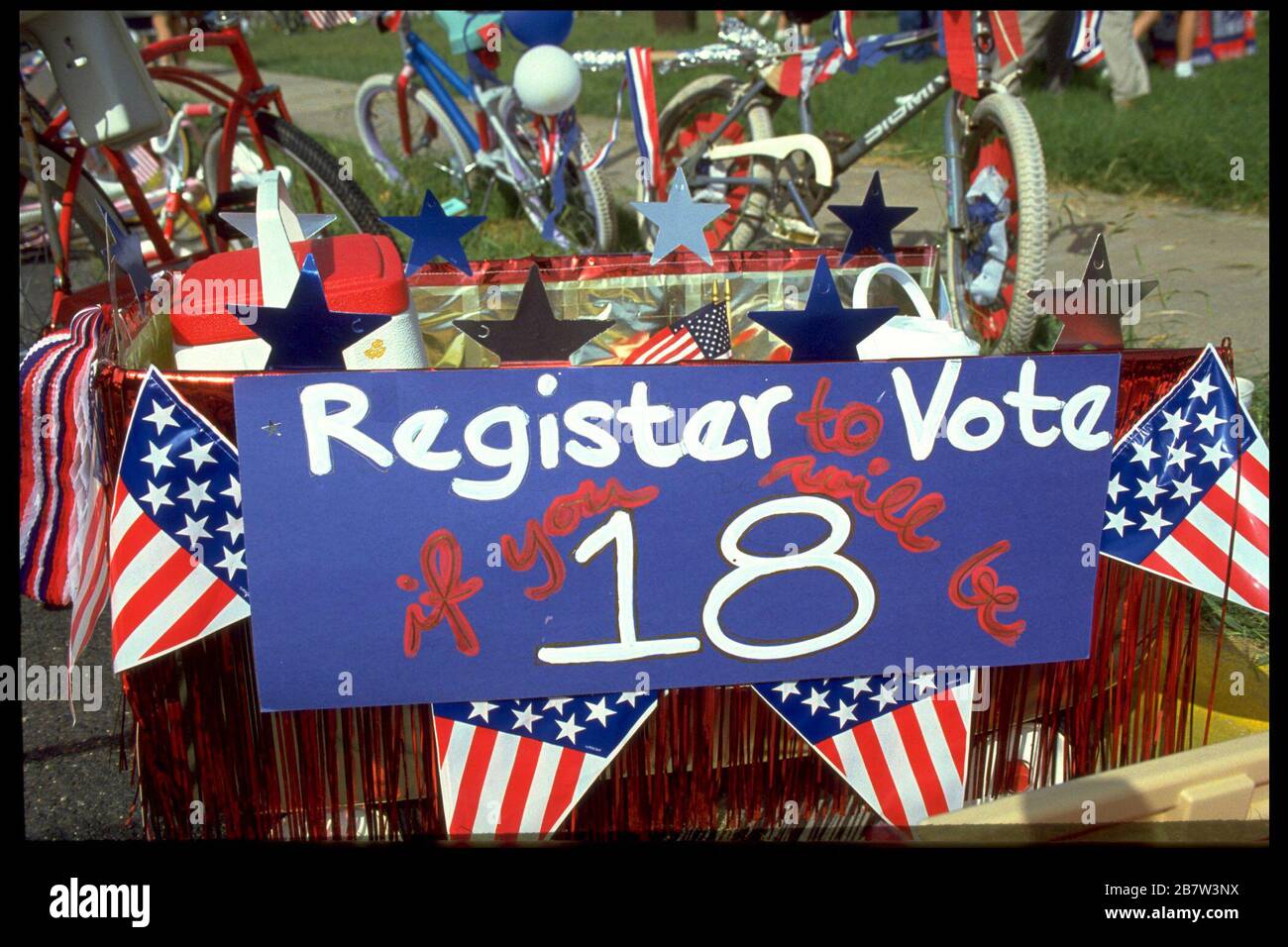 Austin, Texas USA: Float in neighborhood Fourth of July parade ...