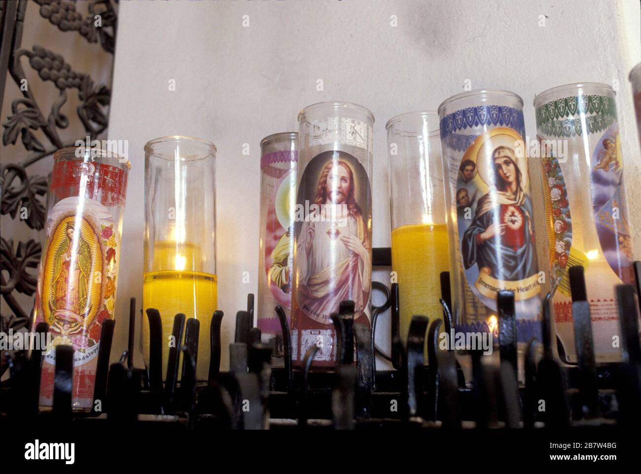 San Antonio, Texas Candles in altar display at San Jose Mission at San
