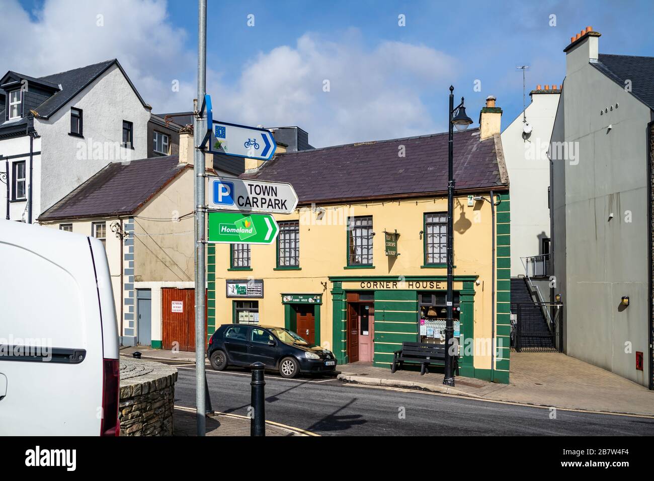 ARDARA, COUNTY DONEGAL / IRELAND - MARCH 13 2020 : Ardara town is still busy during the Corona outbreak. Stock Photo