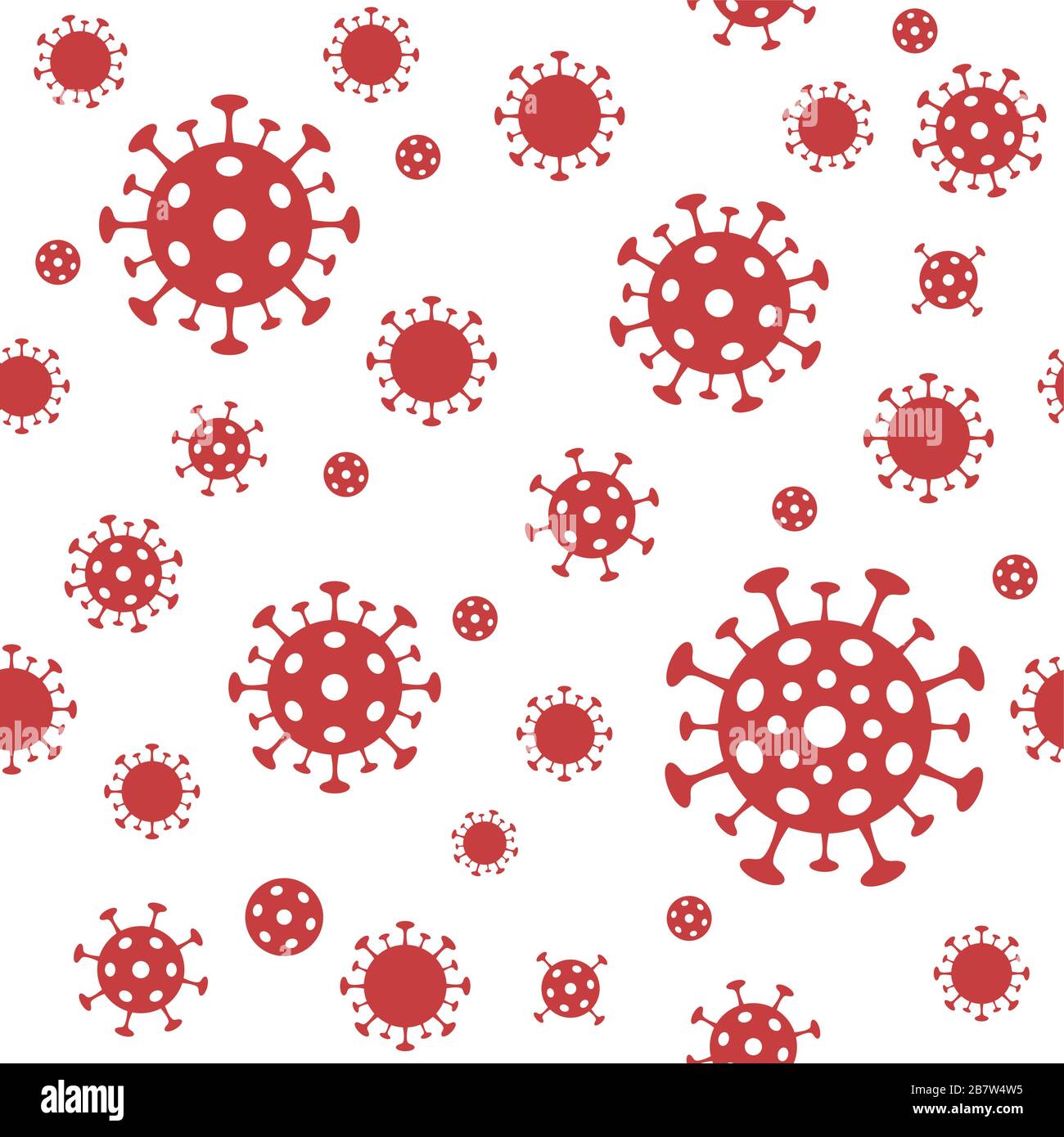 Coronavirus seamless pattern. Vector background with red covid-19 bacteria Stock Vector