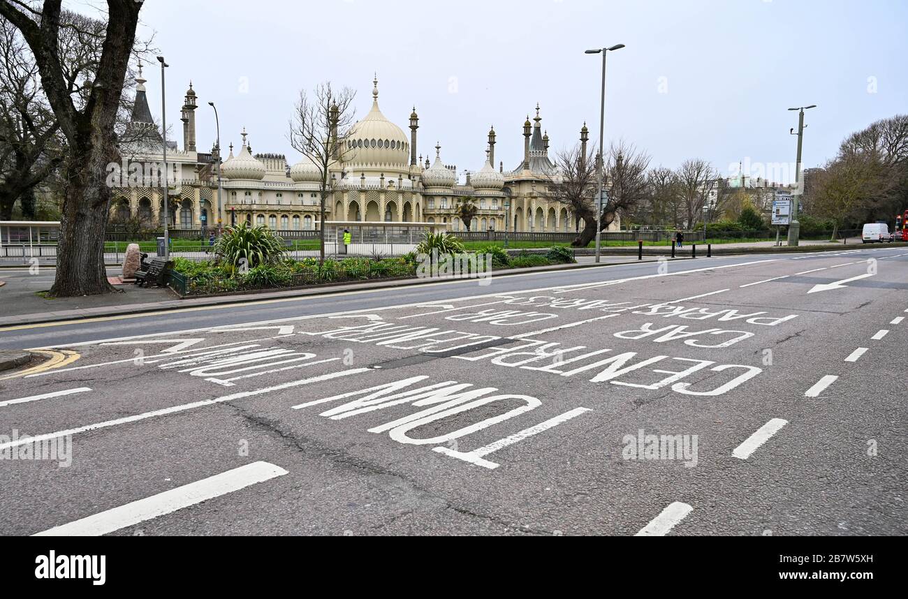 Brighton UK 18th March 2020 - Streets around Brighton are quieter than normal as people avoid coming into the city centre because of the Coronavirus COVID-19 pandemic crisis  . Credit: Simon Dack / Alamy Live News Stock Photo