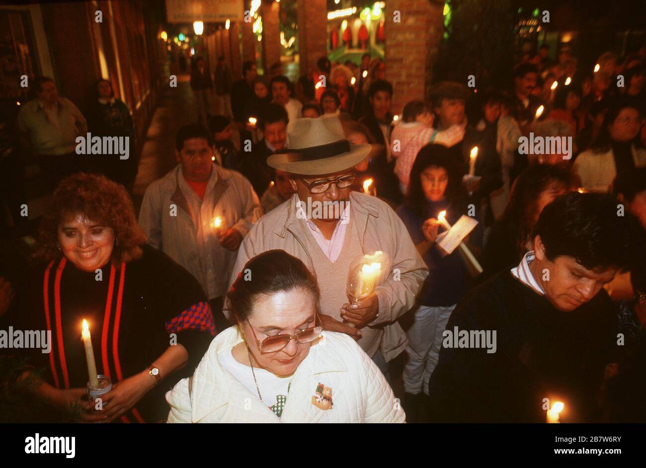 San Antonio Texas USA, 1990: La Posada traditional Catholic procession ...