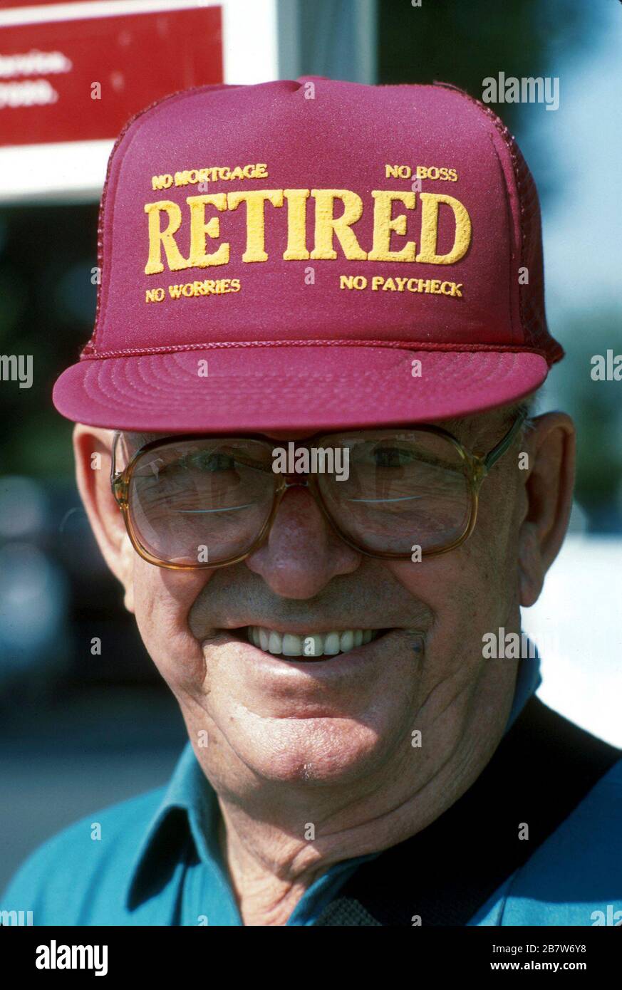 Washington, DC:  Older man wearing cap on that reads 'Retired.'  ©Bob Daemmrich Stock Photo