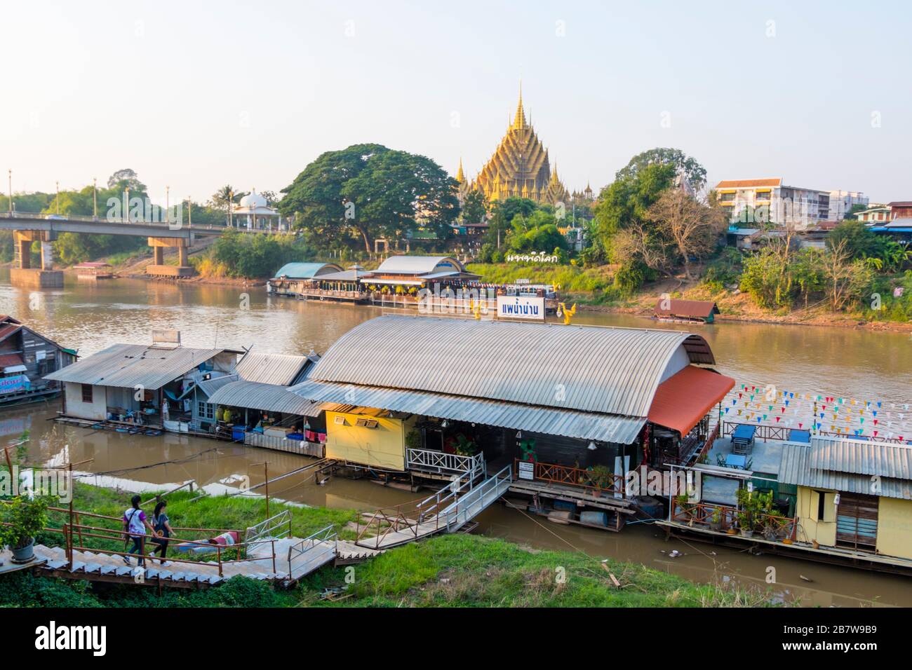Restaurant boat, River Nan, Phitsanulok, Thailand Stock Photo
