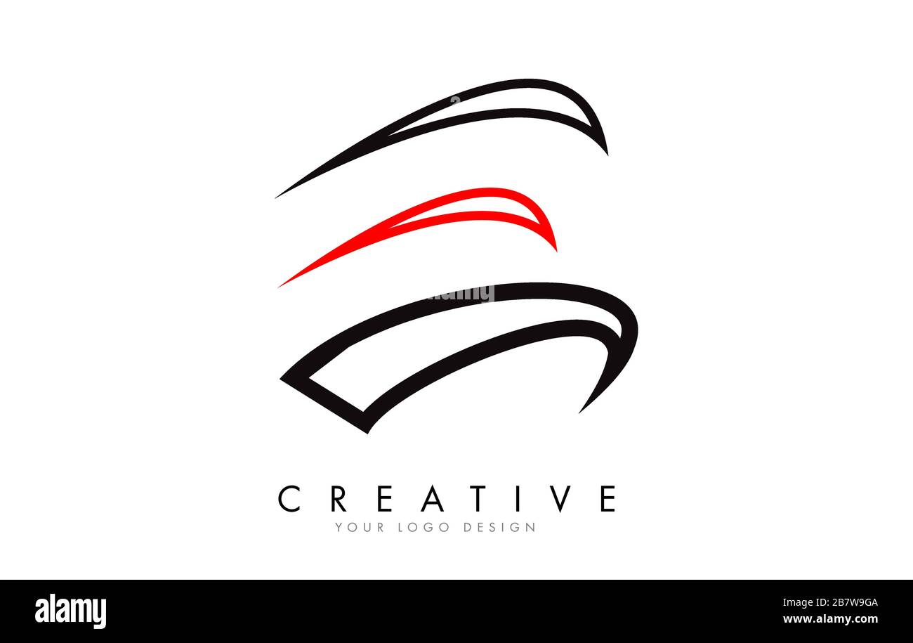 E letter logo with Black and Red Monogram Swashes Design Vector ...