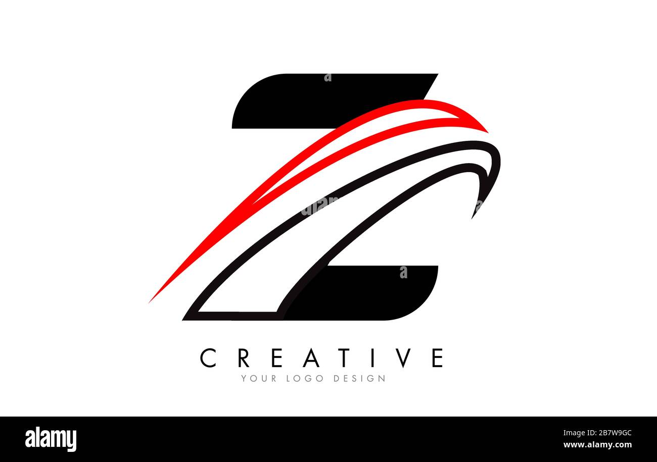 Z letter logo with Black and Red Monogram Swashes Design Vector ...