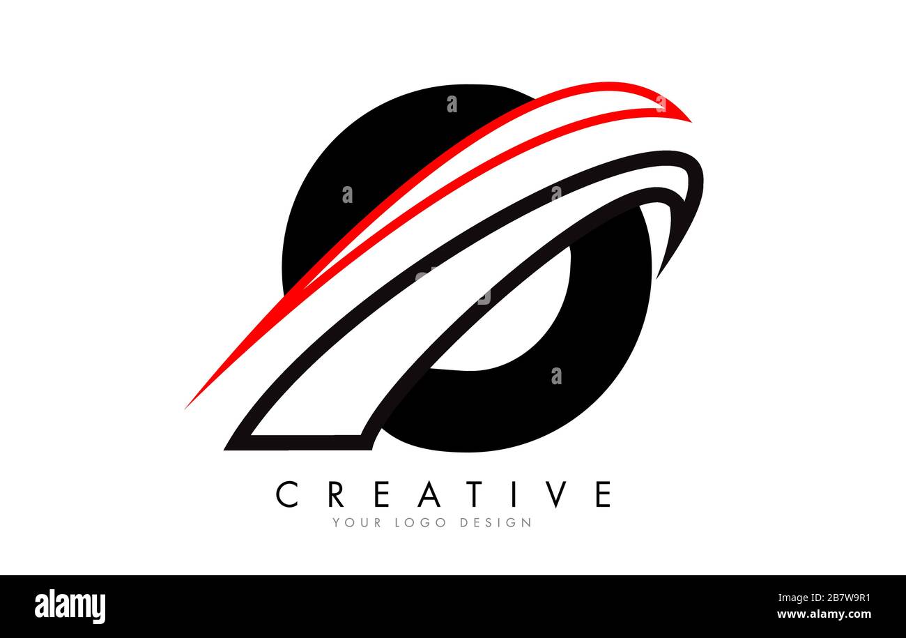 O letter logo with Black and Red Monogram Swashes Design Vector ...