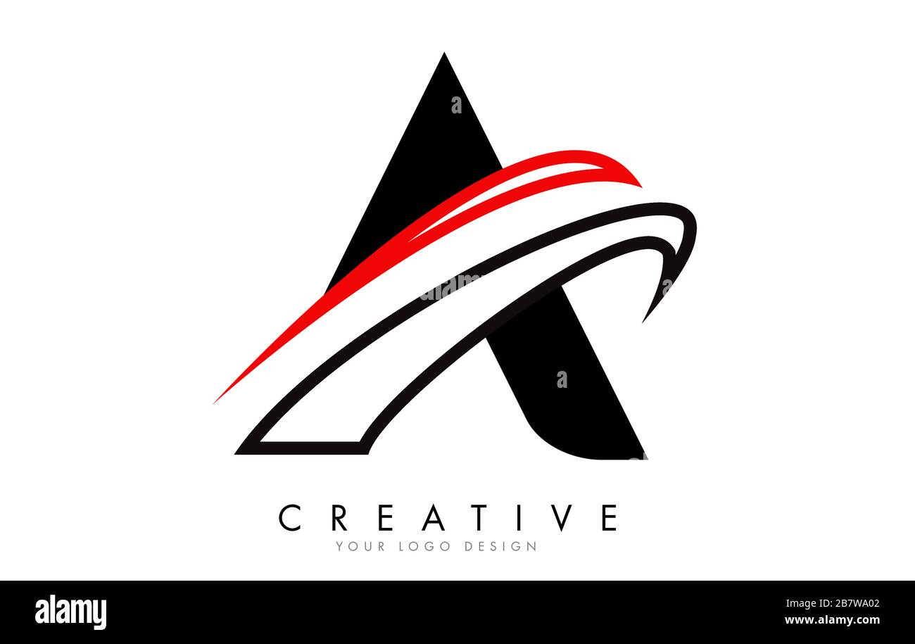 A letter logo with Black and Red Monogram Swashes Design Vector ...