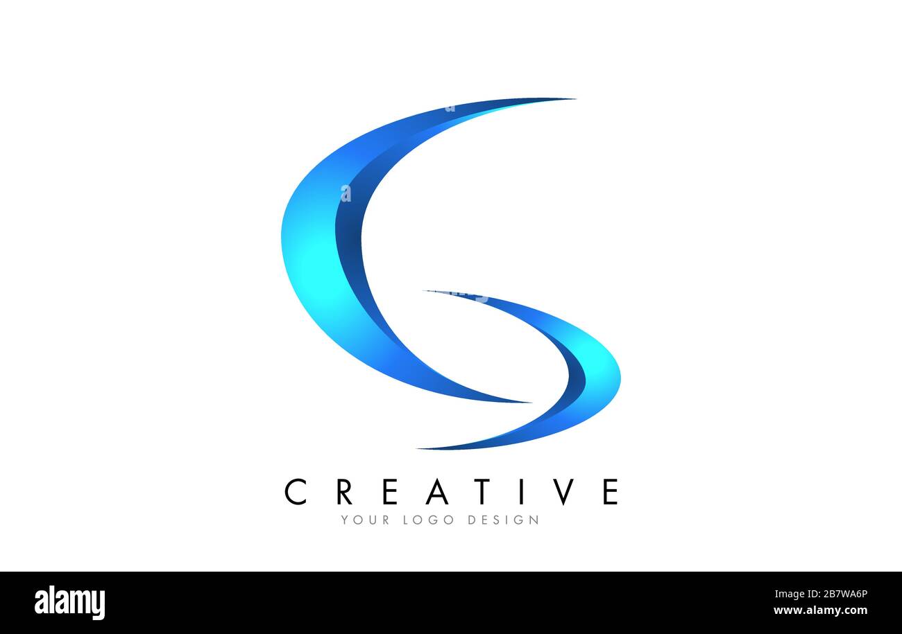 Creative G letter logo with Blue 3D bright Swashes. Blue Swoosh Icon ...