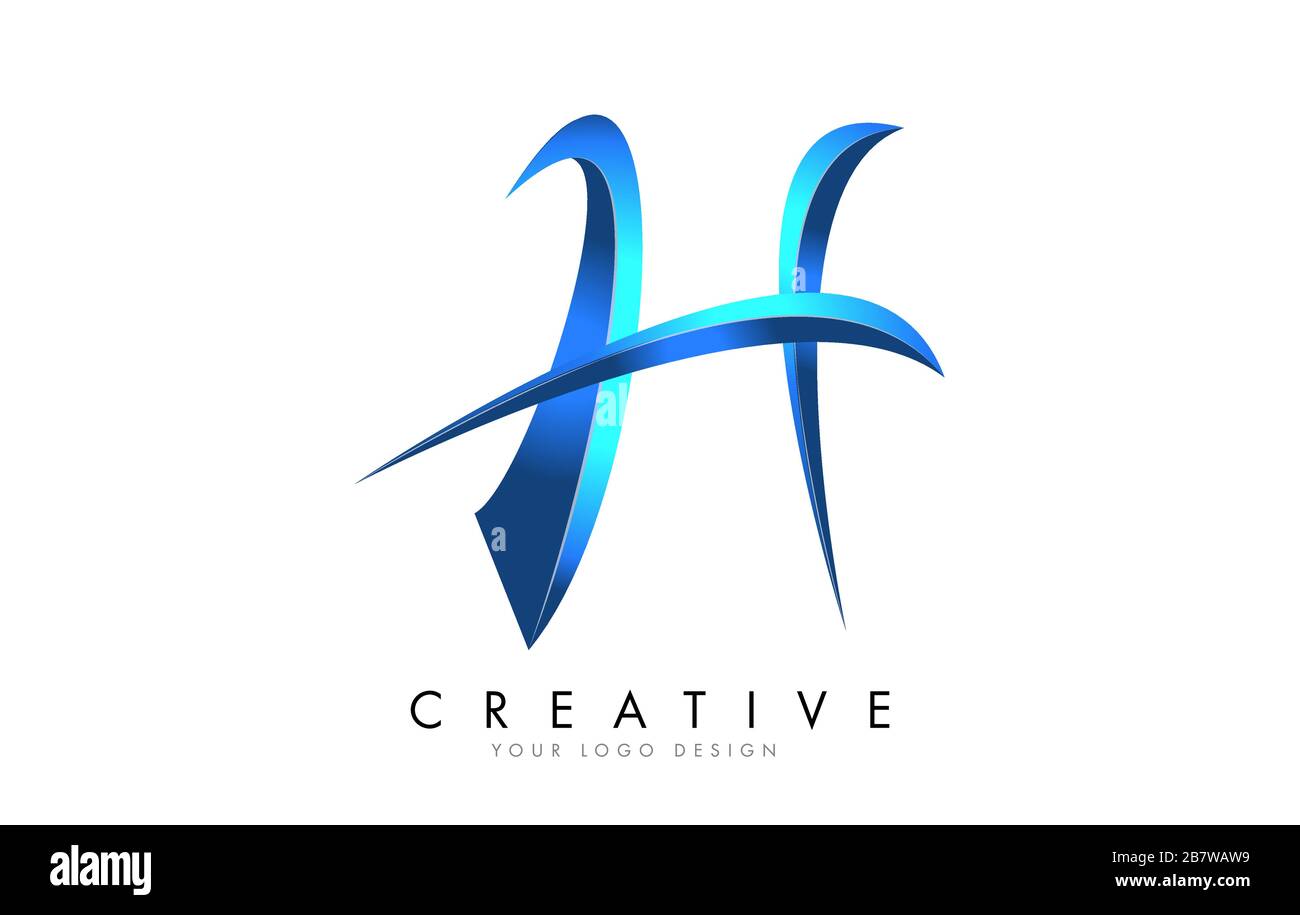 Creative S letter logo with Blue 3D bright Swashes. Blue Swoosh