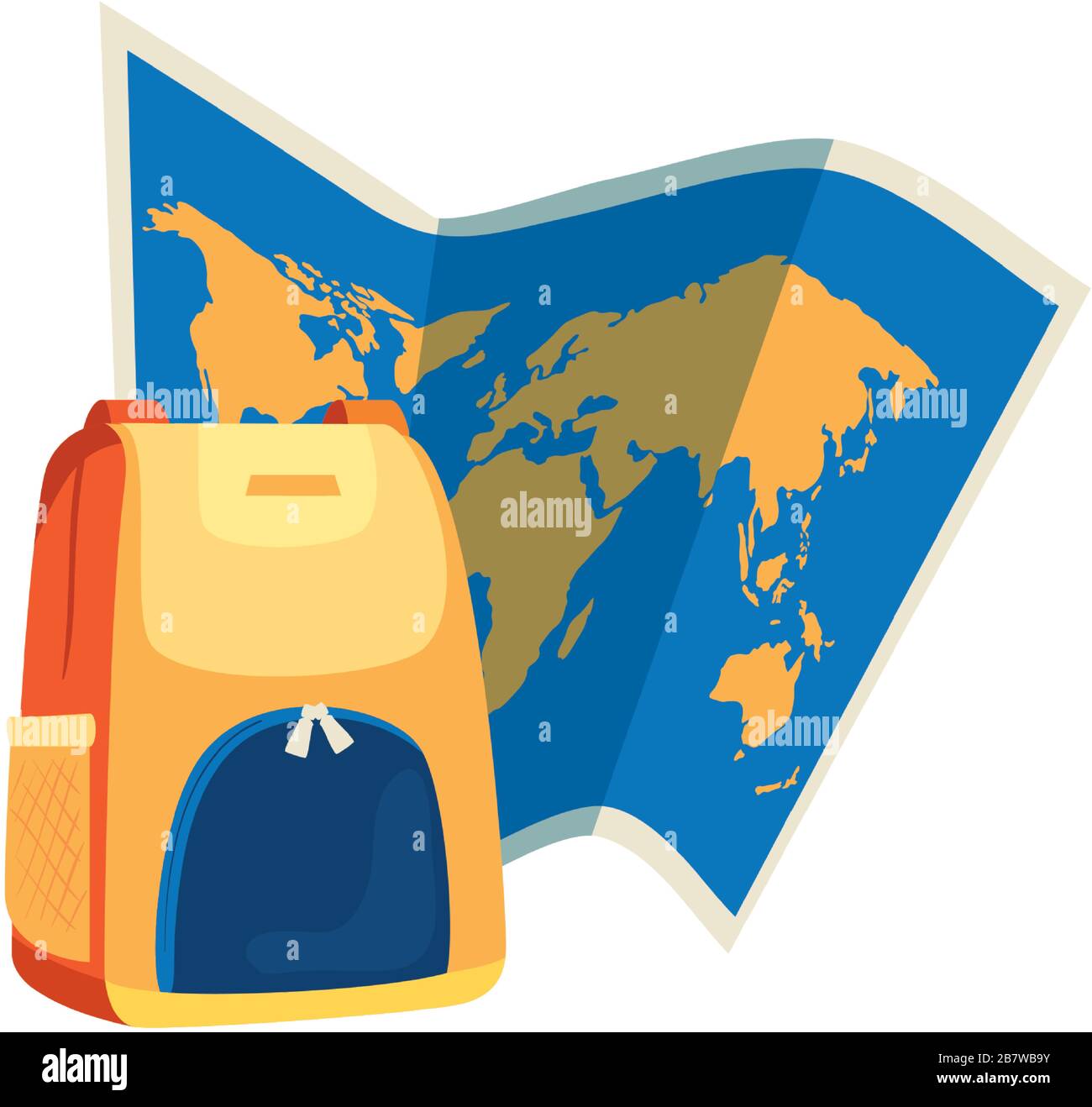 paper map with backpack isolated icon Stock Vector Image & Art - Alamy