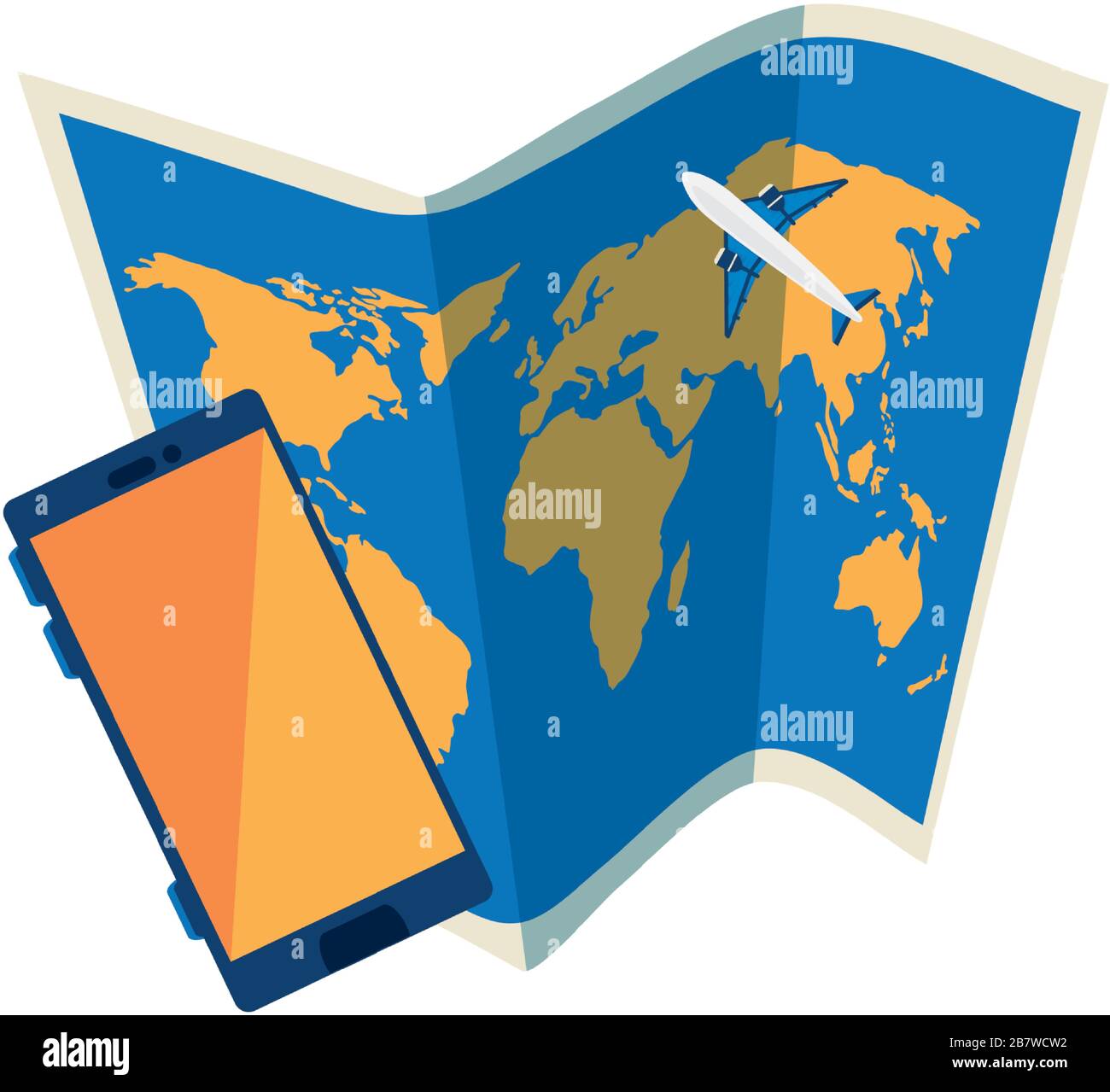 paper map with smartphone isolated icon Stock Vector Image & Art - Alamy