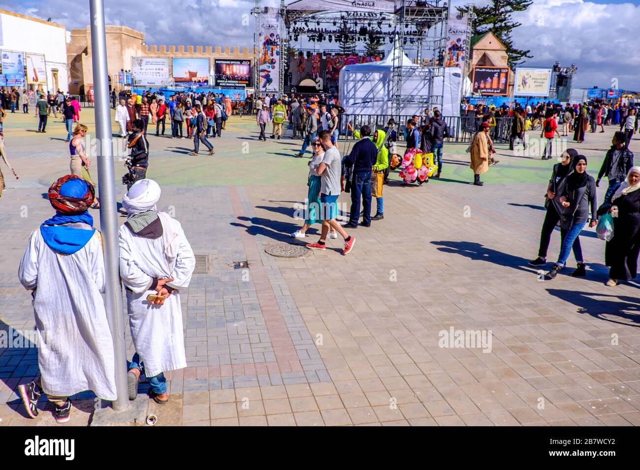 Crowds at the Essauoira Gnawa World Music festival in Morocco Stock