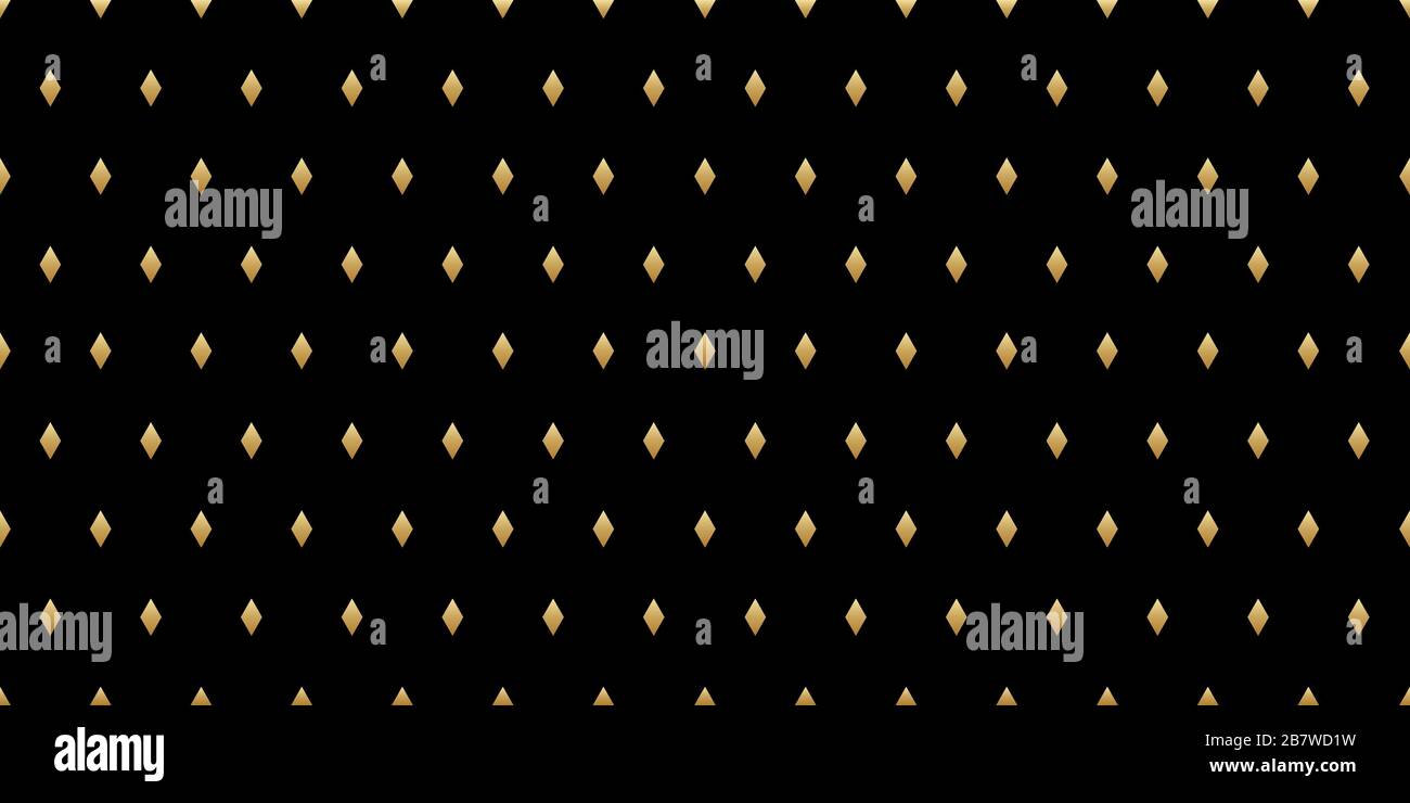 Luxury seamless pattern. Gold diamonds on a black background. Vector geometric minimal pattern for premium design Stock Vector