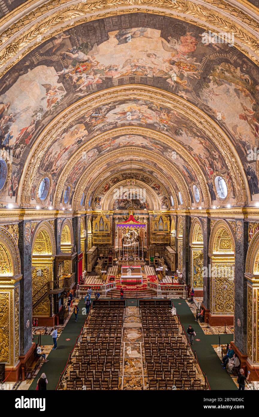 Inside St Johns Co Cathedral, Valletta, Malta Stock Photo