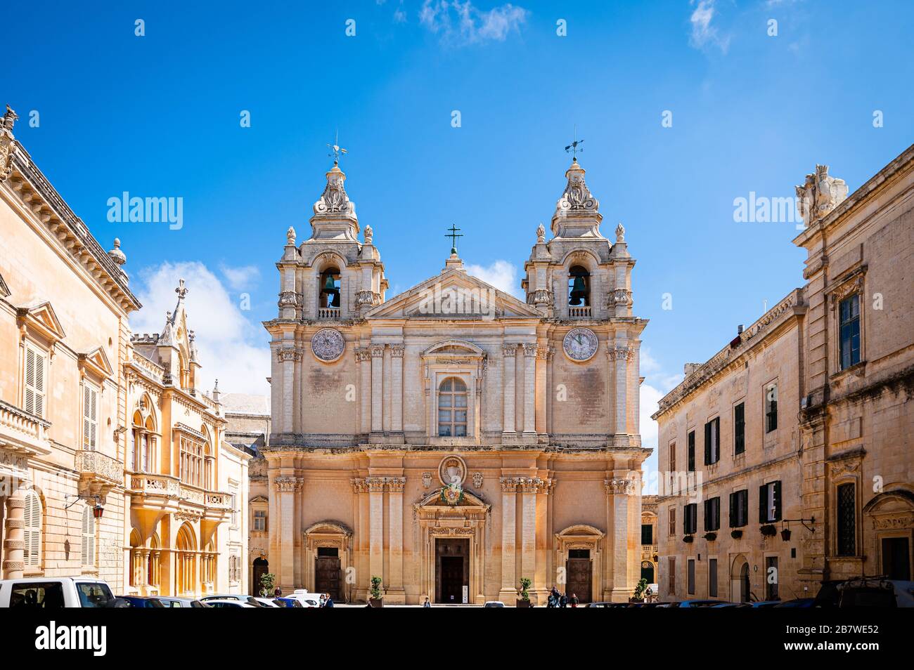St. Paul's Cathedral, Mdina, Malta Stock Photo