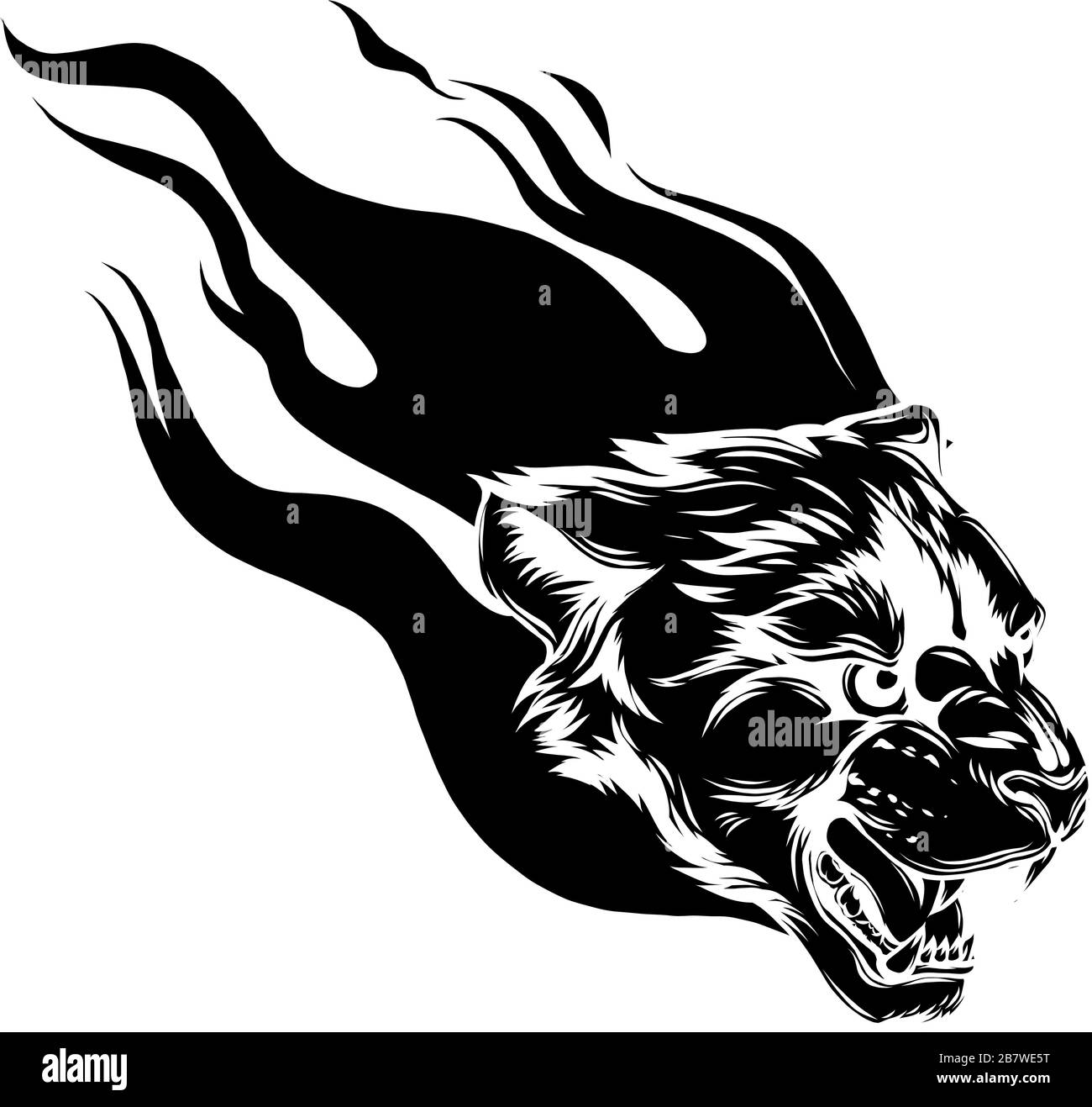 Jaguar head with Flame Tattoo vector illustration Stock Vector