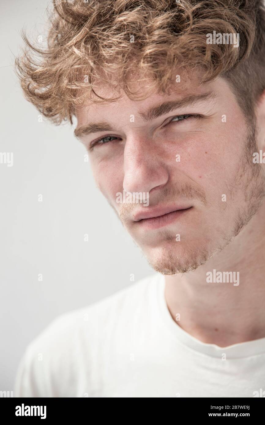 Close up Portrait of Young Man Stock Photo
