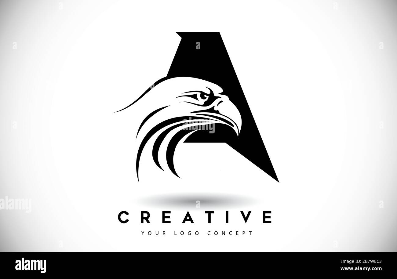 Letter A Eagle Logo Icon with Creative Eagle Head Vector Illustration. Stock Vector