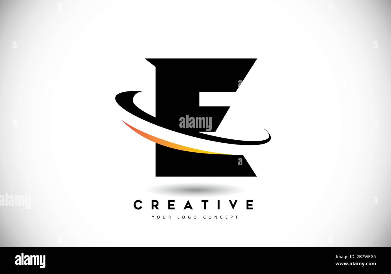 Letter E Swoosh Logo With Creative Curved Swoosh Icon Vector ...