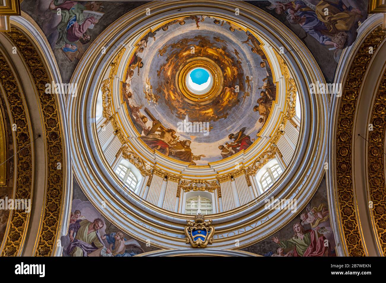 Inside St Paul's Cathedral, Mdina, Malta Stock Photo