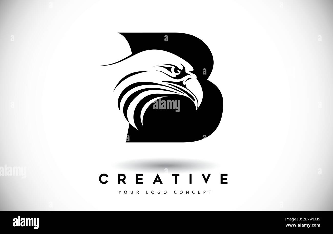 Letter B Eagle Logo Icon with Creative Eagle Head Vector Illustration