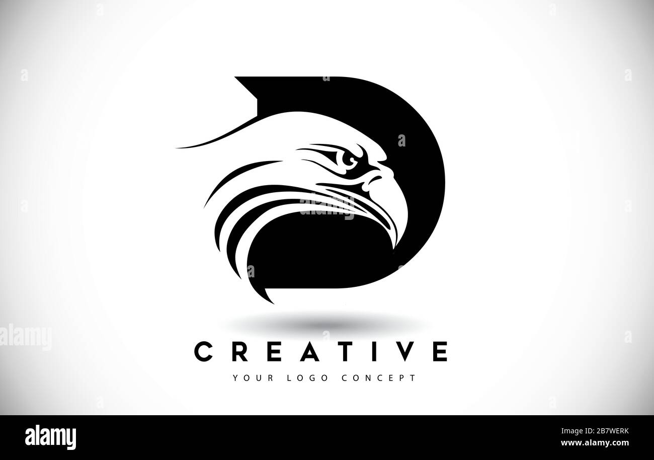 Letter D Eagle Logo Icon with Creative Eagle Head Vector Illustration. Stock Vector