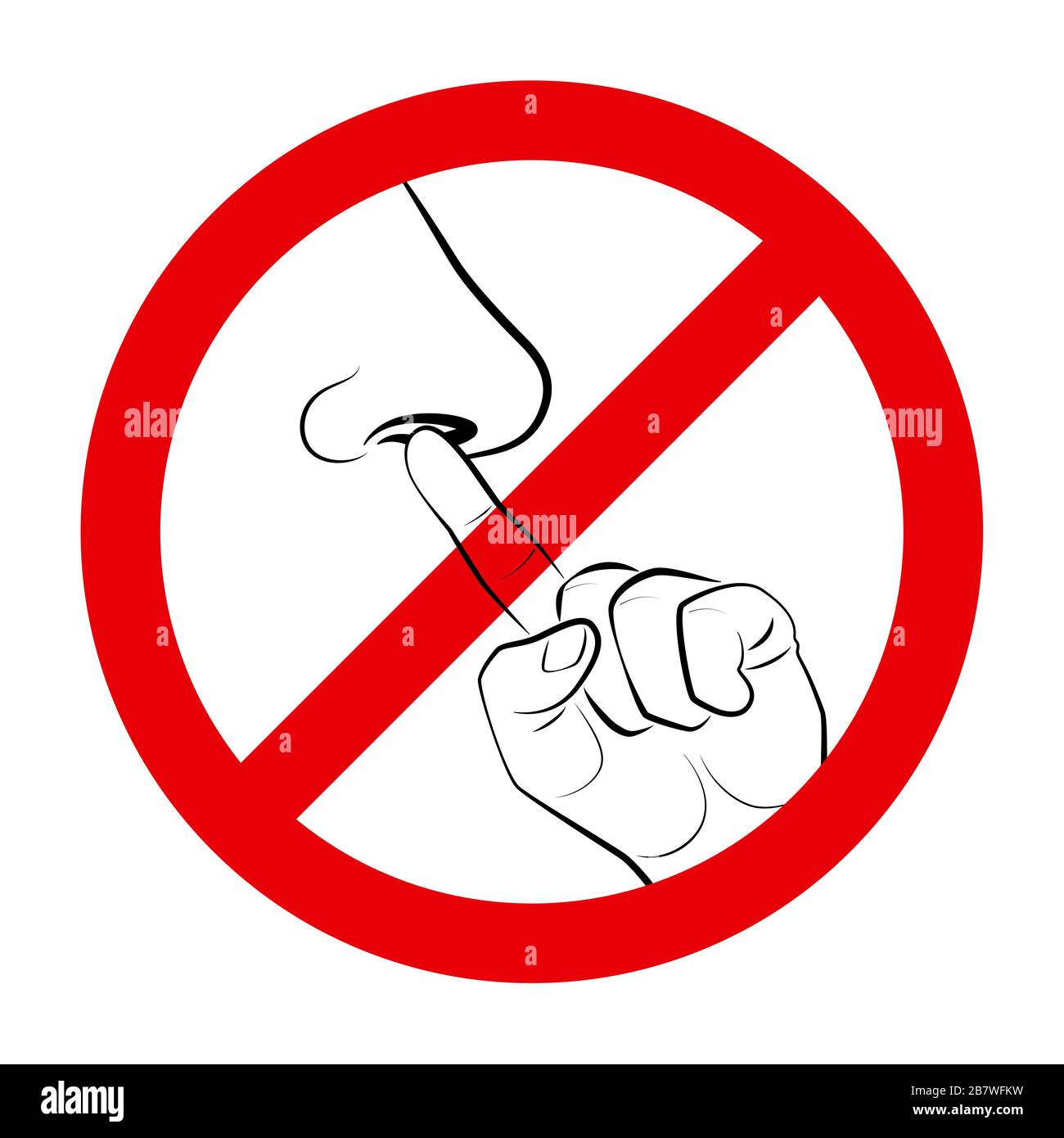 No nose picking button symbol - illustration on white background. Stock Photo