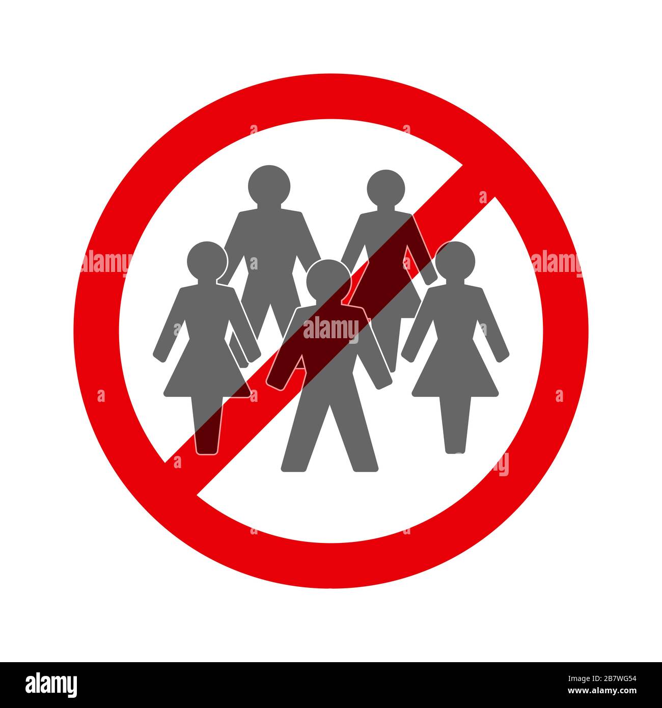Social distancing. Ban on gathering symbol. Prohibition of assembly to avoid coronavirus infection - illustration on white background. Stock Photo