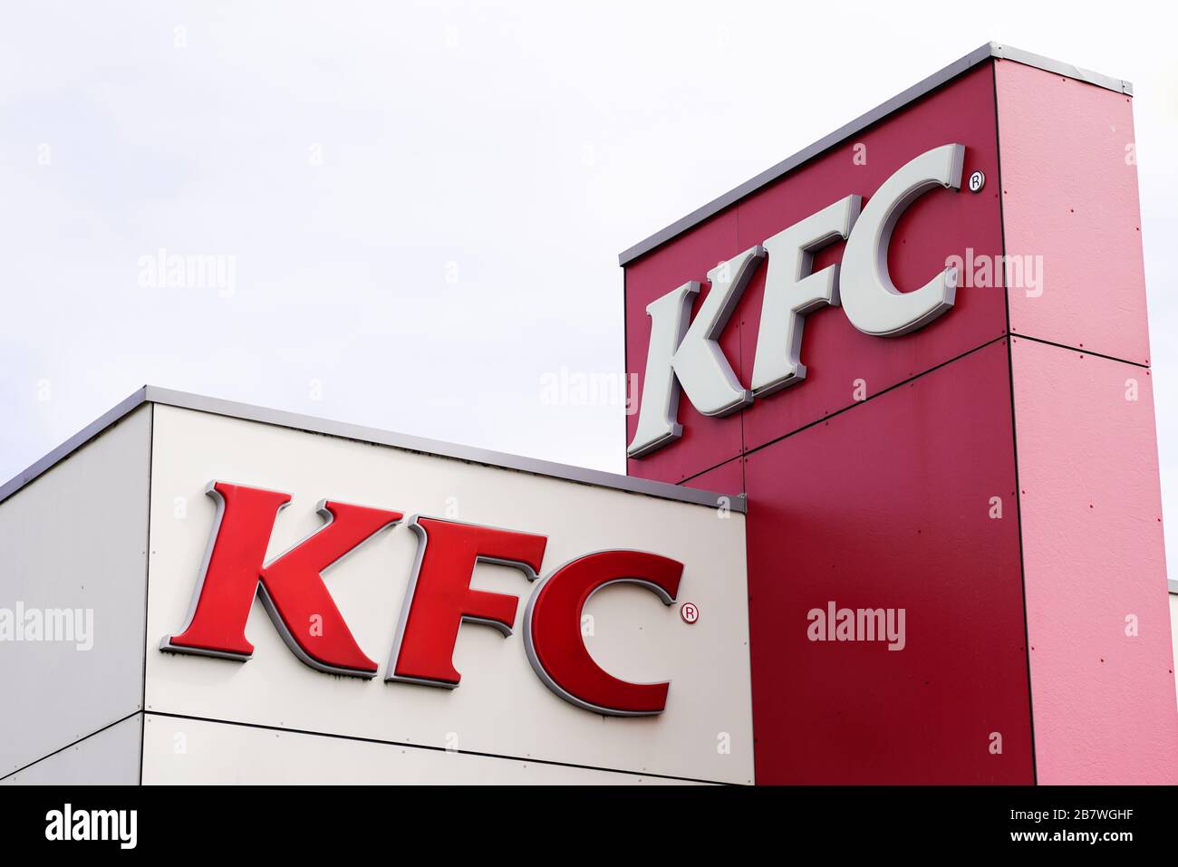 Bordeaux , Aquitaine / France 09 24 2019 KFC restaurant sign fried