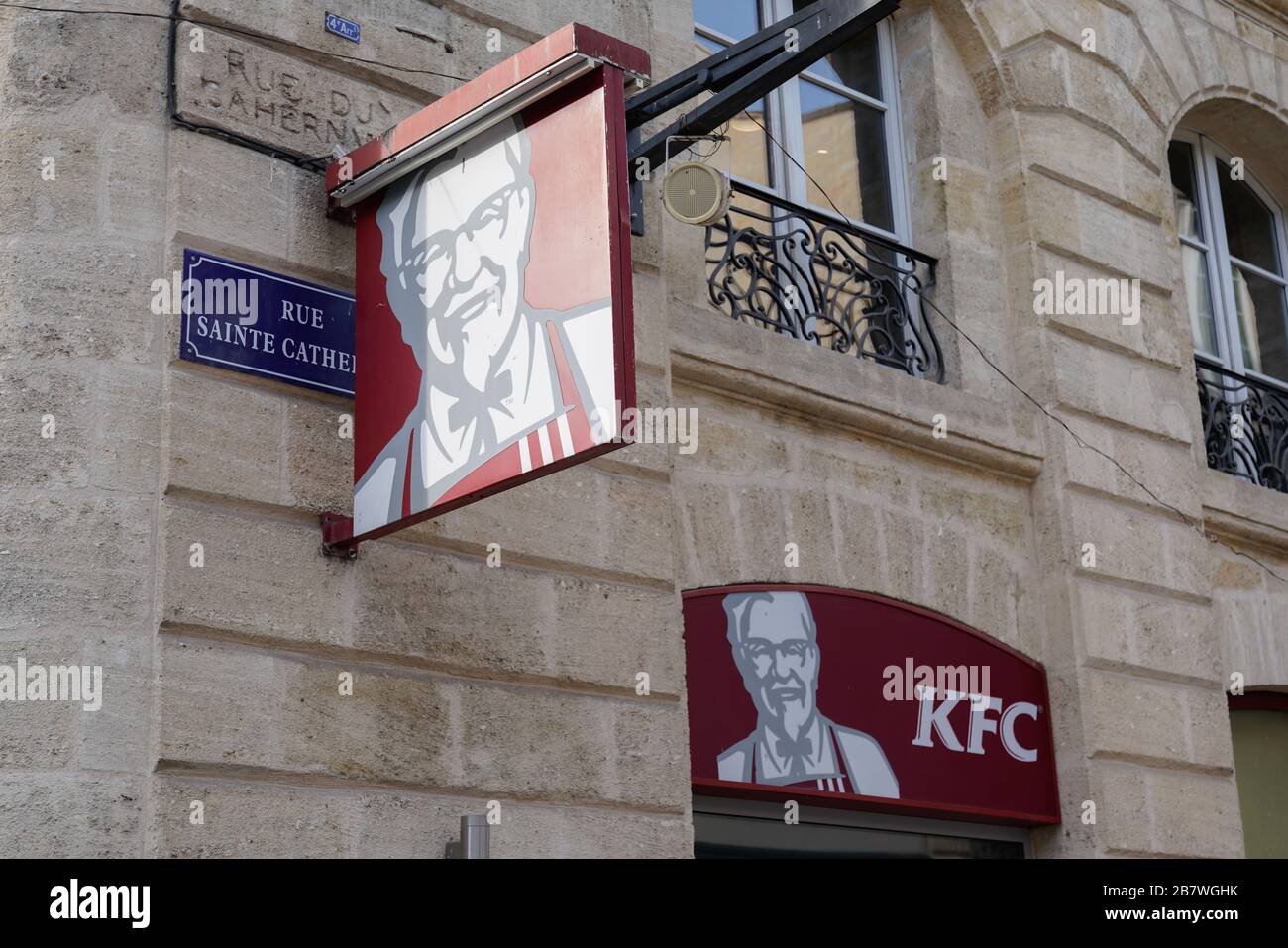 Bordeaux , Aquitaine / France 10 30 2019 KFC sign logo store fast