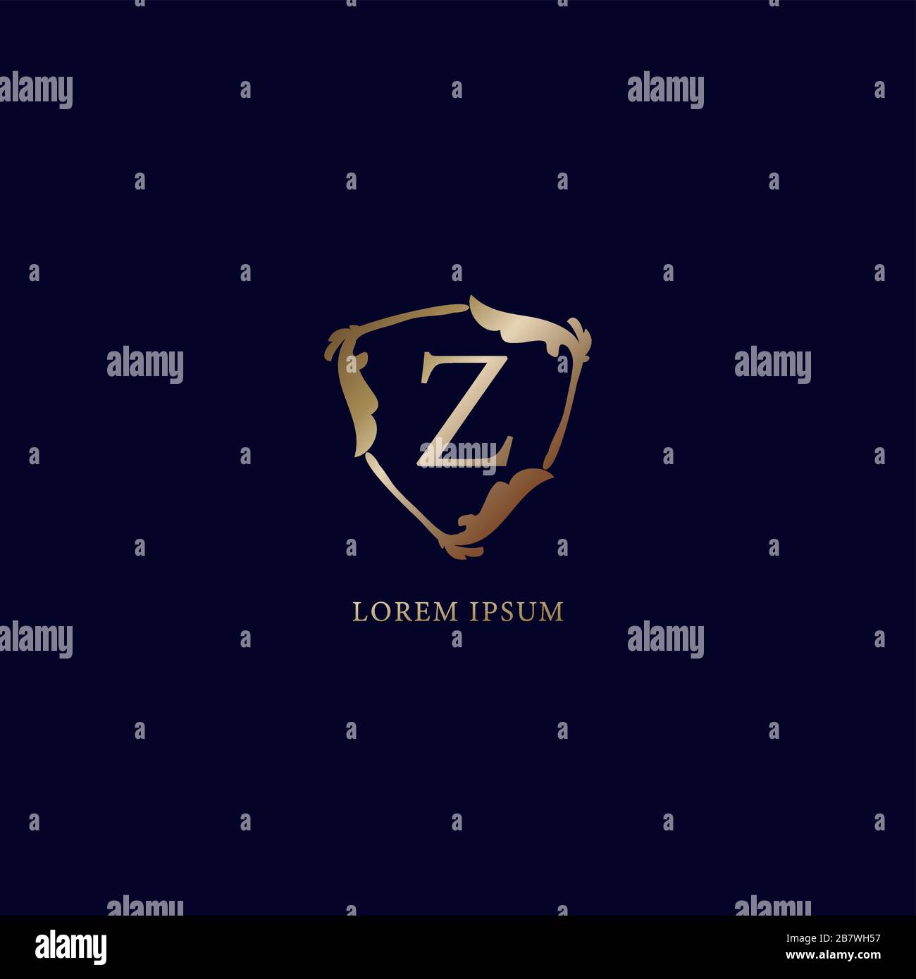 Letter Z Alphabetic logo design template. Luxury metalic gold security ...