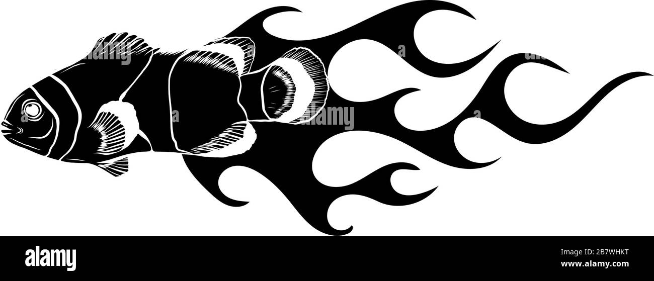 Abstract Burning fish, Illustration vector design art Stock Vector