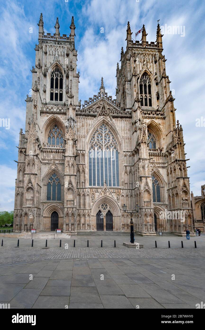 West towers and west facade of York Minster Gothic cathedral Stock Photo