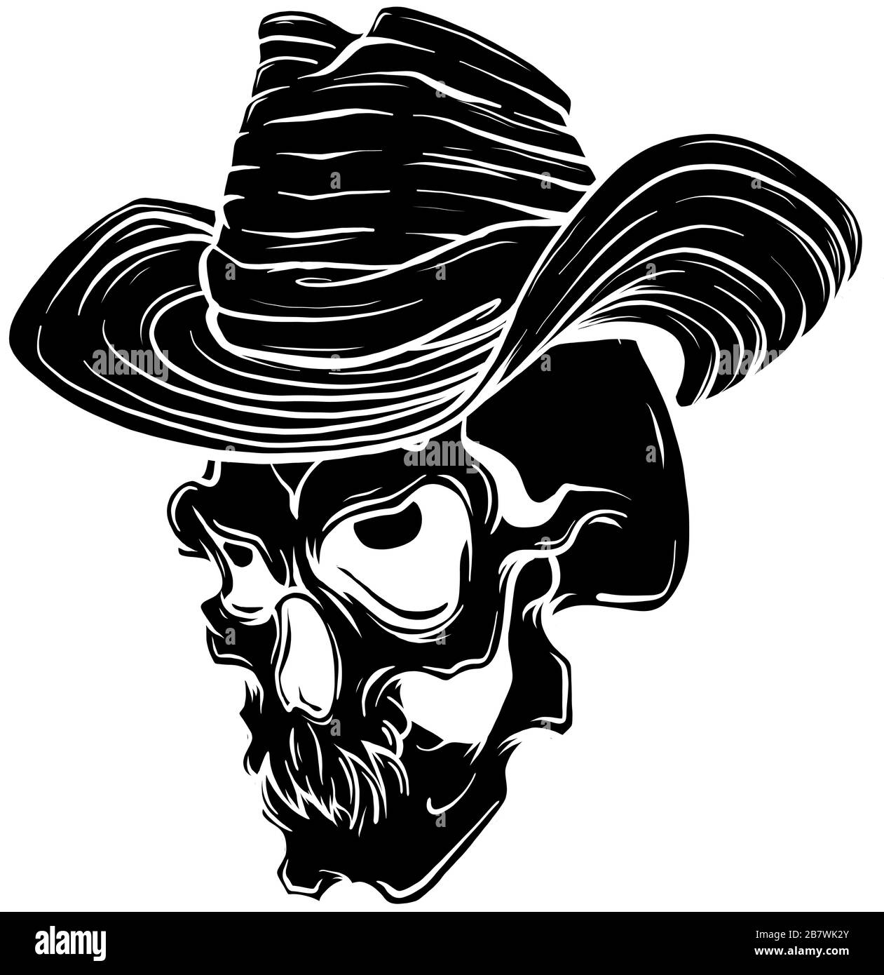 Gangster skull tattoo. Death head with cigar and hat vector Stock Vector