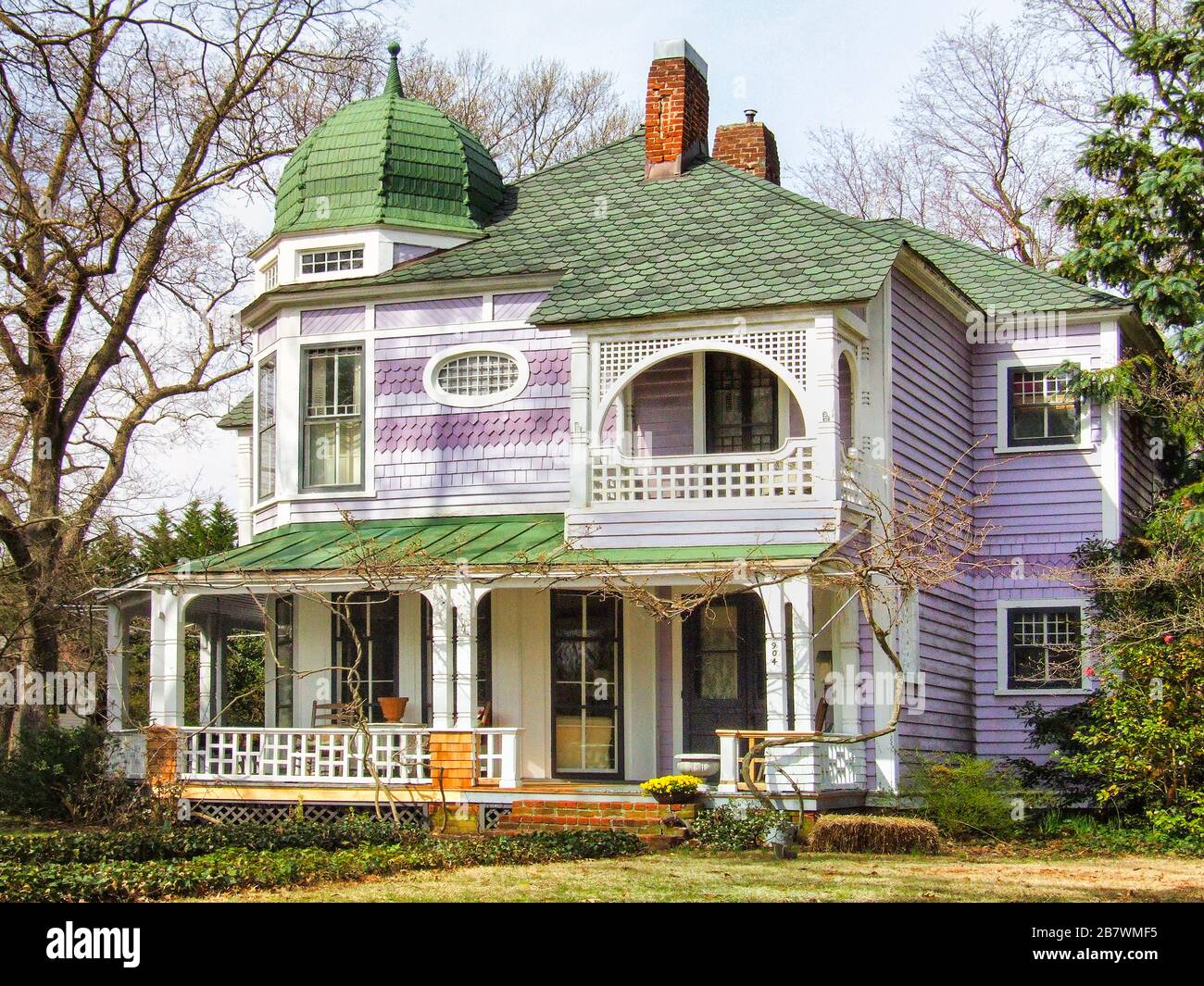 Victorian Architecture -Lilac colored house Stock Photo