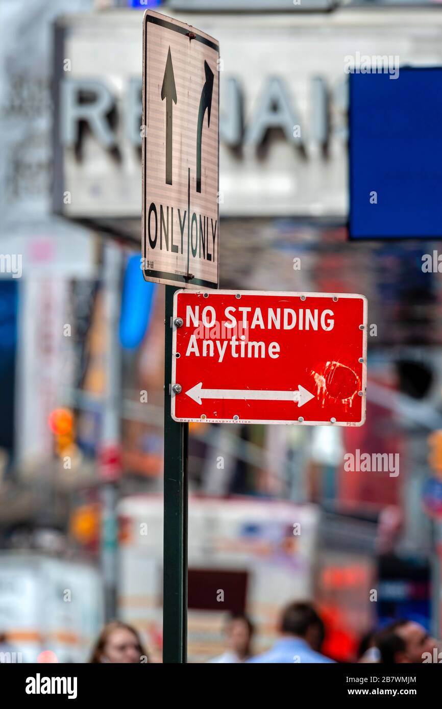 New York City, USA June 6, 2019 prohibitive traffic sign on