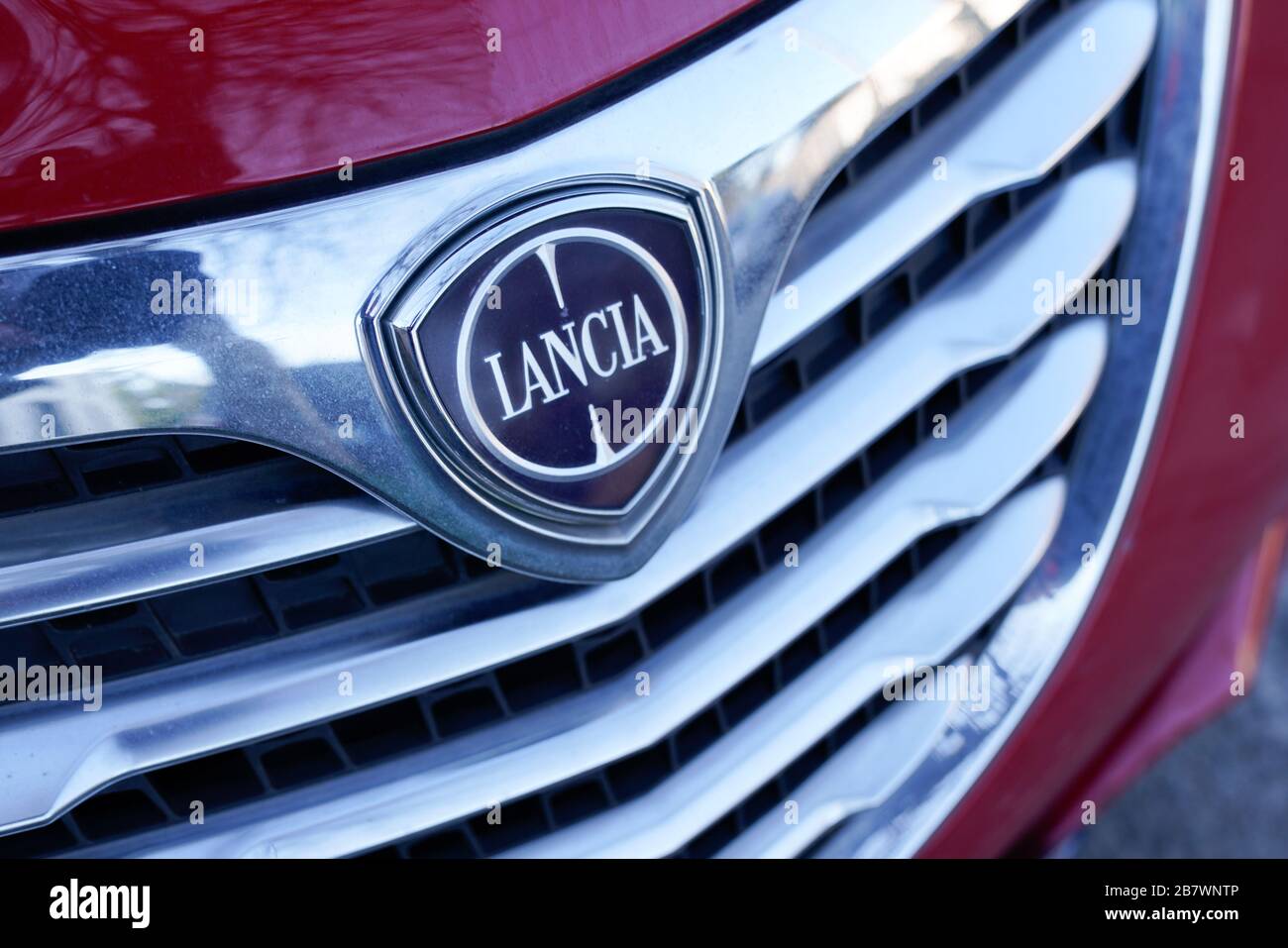 Bordeaux , Aquitaine / France - 01 24 2020 : Lancia logo sign on ypsilon car italian brand Stock Photo