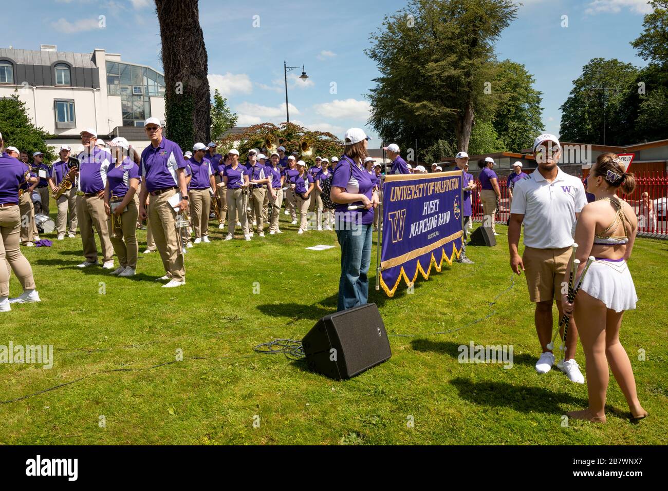 Members of the Husky Marching Band from the University of Washington