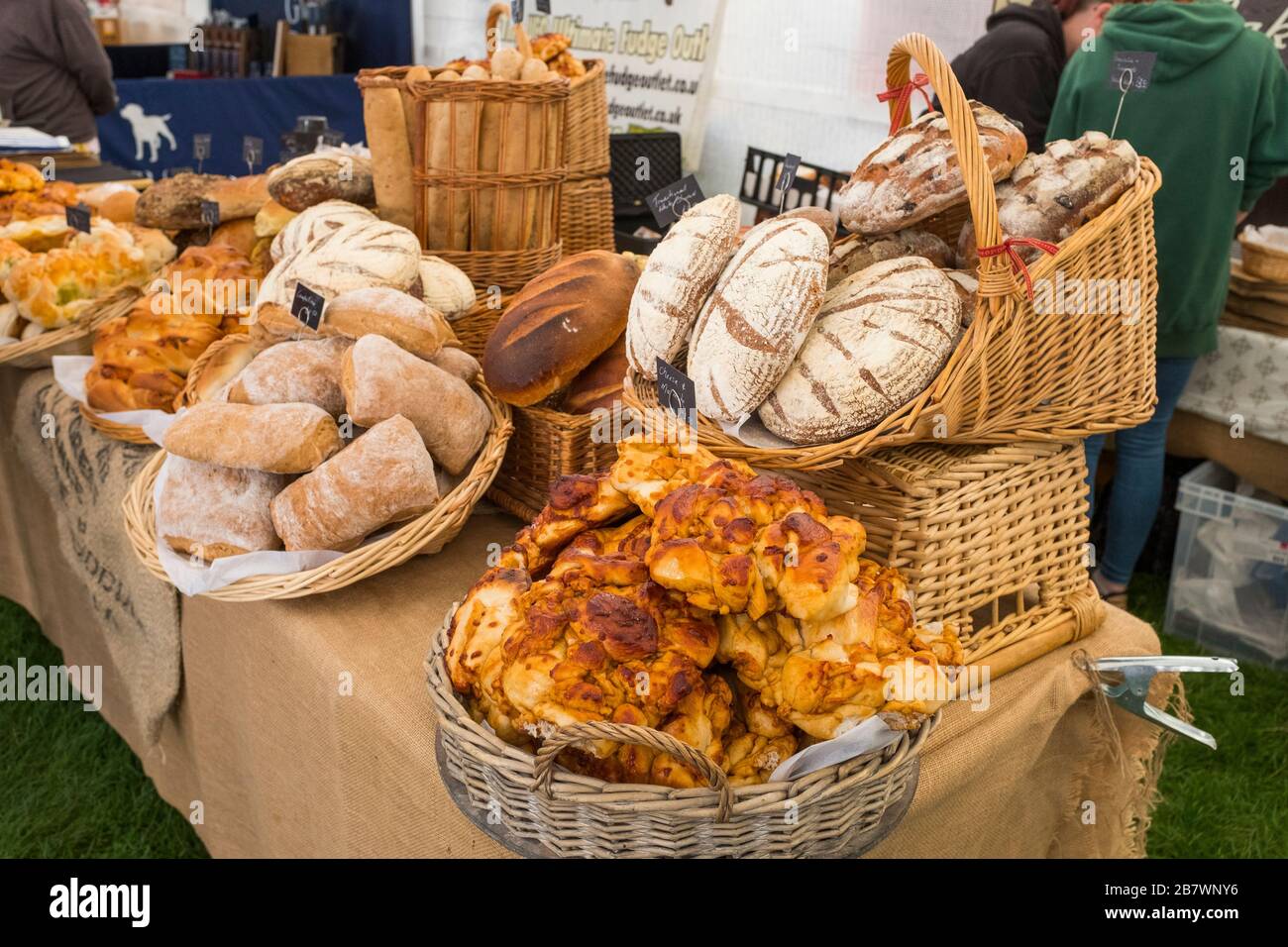 Bread stall at Ludlow Food Festival, Ludlow Castle, Shropshire, England