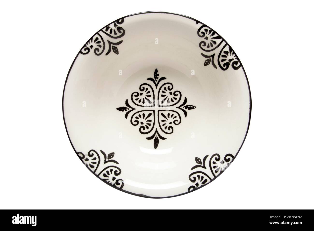 white floral pattern, decorative, porcelain plate Stock Photo