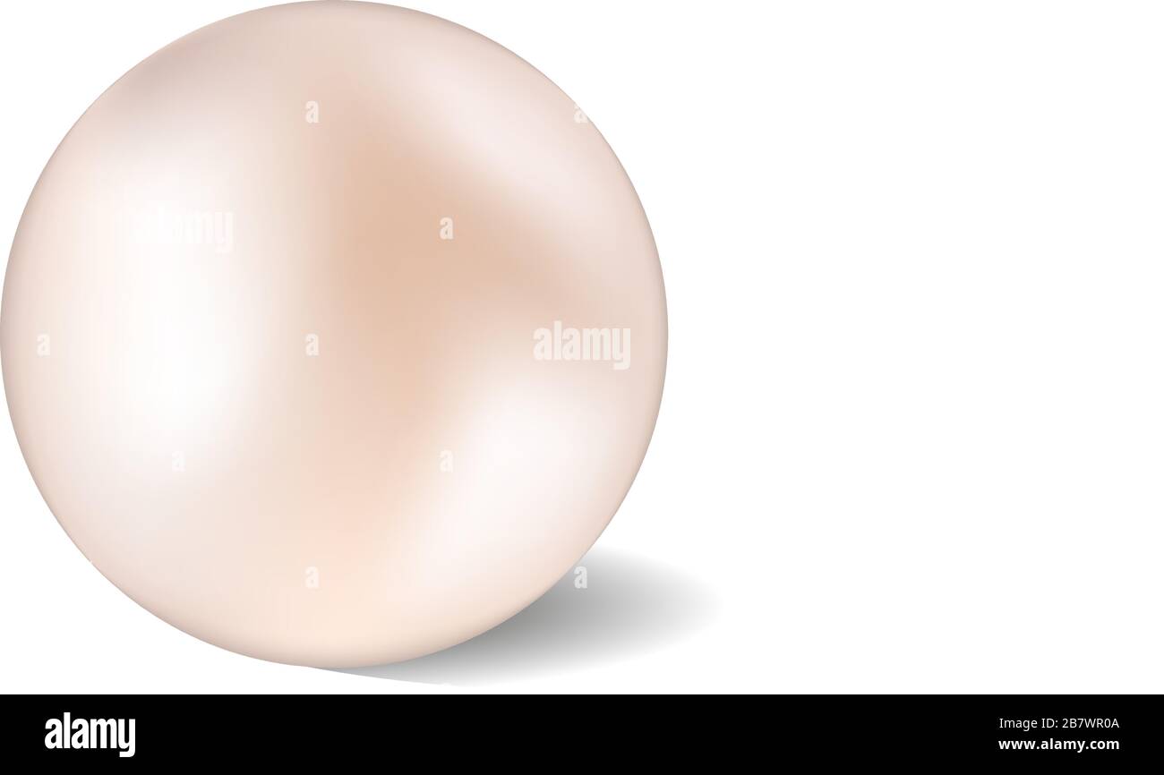 Shiny natural white sea pearl with light effects isolated on white ...