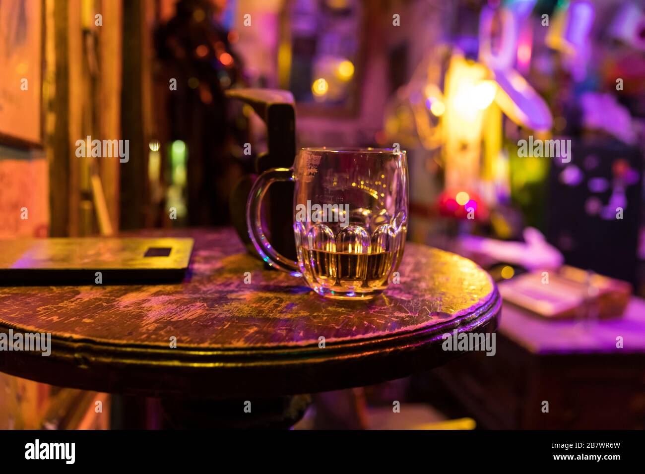 Budapest, Hungary – 27 April 2019: Interiors with tattered vintage furniture in Szimpla kert ruin pub and farmers market in the Jewish Quarter in Buda Stock Photo