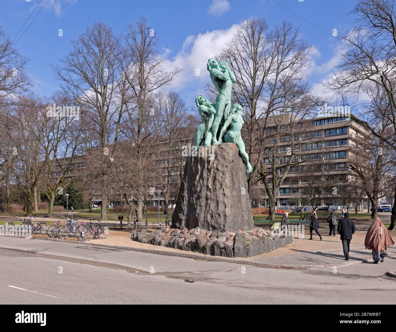 Mod lyset, Towards the Light, at Rigshospitalet, the National Hospital of Denmark. By Rudolph Tegner in memory of Niels Finsen's UV light discoveries. Stock Photo
