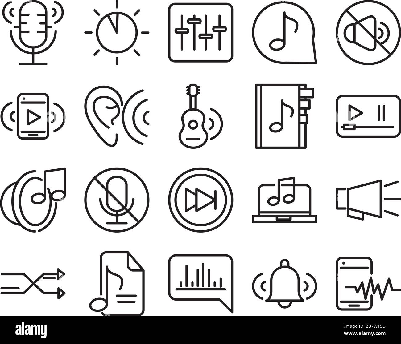 sound audio volume music line style icons set vector illustration Stock ...