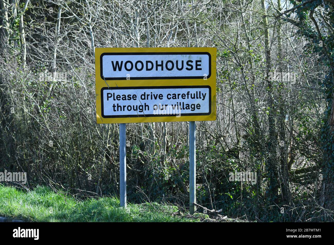 woodhouse village sign in leicestershire Stock Photo