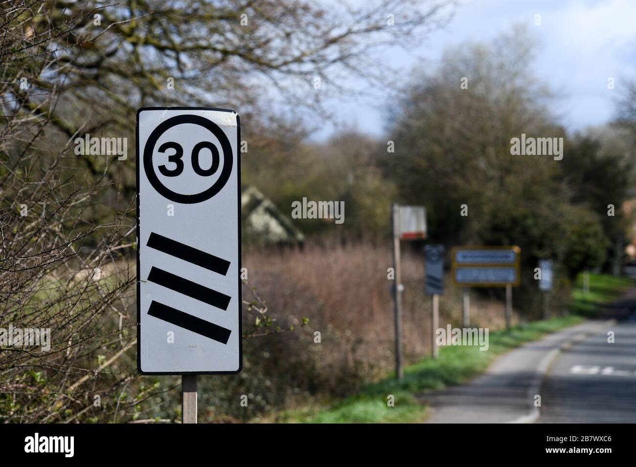 countdown marker road sign Stock Photo